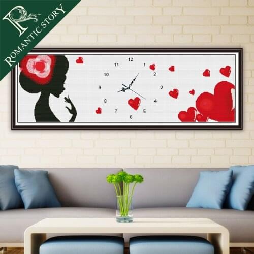 Romantic Story Painting of Living Room DIY Counted Cross Stitch Character Portrait Love Pattern Bedroom Decorative Wall Art
