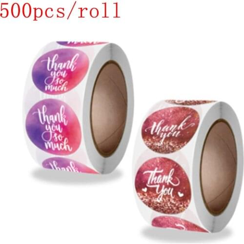 Romantic Thank you Stickers For Valentines Day Gift Packing 500pcs/roll Thank You Sealing Labels Handmade Baking DIY Decor