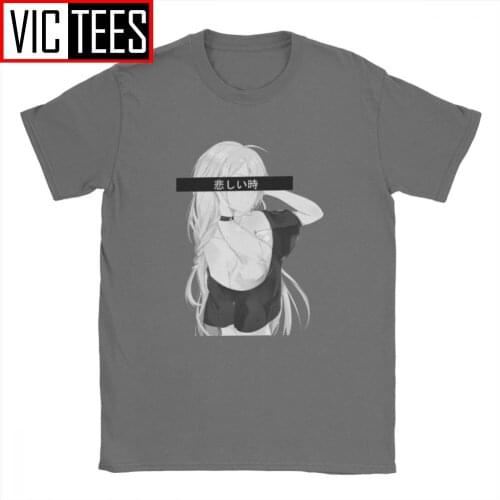Sexy Sad Anime Girl T-Shirts Men Otaku Fashion Weeb Novelty Pure Cotton Tee Shirt Harajuku Short Sleeve T Shirt Classic Tops