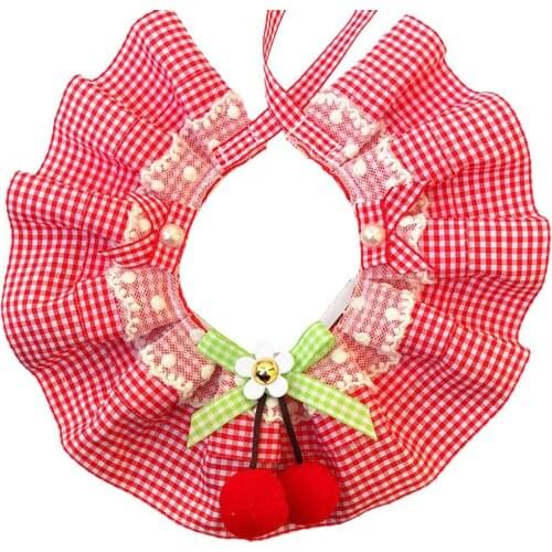 Pet Saliva Bib Keep Pet Neck Clean Lace Ruffled Hem Comfortable Polyester Bow-knot Pet Party Decor Neckerchief