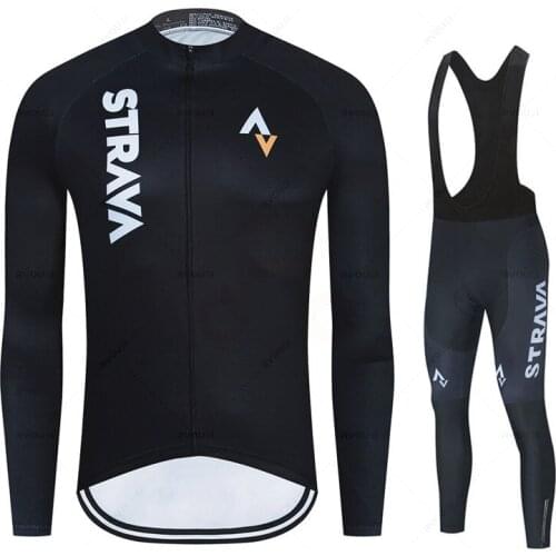 2022 STRAVA Cycling Jersey Set Bib Pants Spring Autumn Bicycle Clothing MTB Bike Ropa Ciclismo Long Sleeve Jersey Men Clothes
