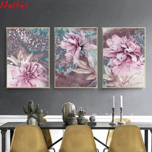 Triptych Abstract Flowers diy Diamond Painting Diamond Embroidery Full square round drilling 5d Diamond Mosaic kits Nordic decor
