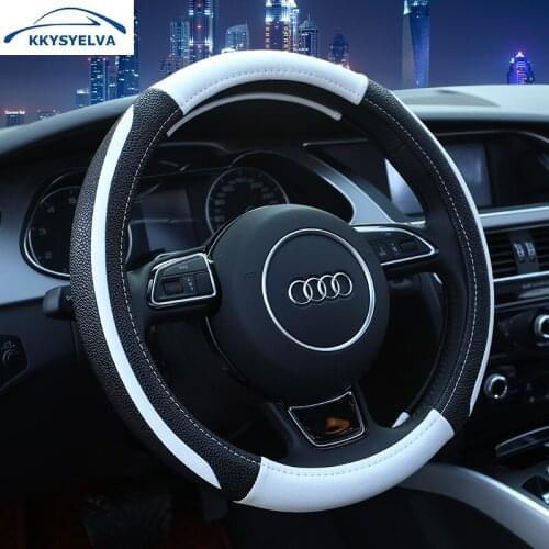 Carbon Fiber Cowhide Car Steering Wheel Cover 38CM Non-slip Wear-resistant Sweat Absorbing Fashion Sports Steering Wheel Cover
