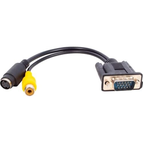 VGA 15 PINOUTS MALE/1 RCA female + MINI DIN FEMALE 10 CM CABLE