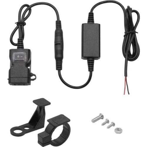 Waterproof Waterproof 12V-24V Motorbike Motorcycle Handlebar Mirror Power Supply with ON OFF Switch Dual USB Charger Adapter for