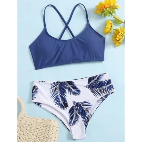 Women Leaf Print Swimming Suit For Women Wrap Bikini Set Push Up Swimsuit Beachwear Padded Swimwear Bathing Suit Bikini 2021