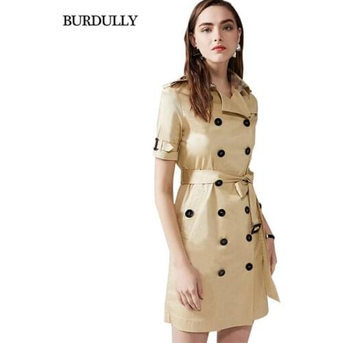 New dress 2019 Spring Fashion Women Notched Dress Regular Sleeve Cotton Casual Double Breasted Slim Sashes Office Lady wearing