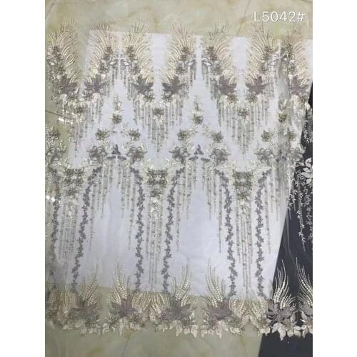 Zx27# Mixed color embroidering thread net cloth flower bead top grade wedding dress cloth for bridal wedding dress/sawing