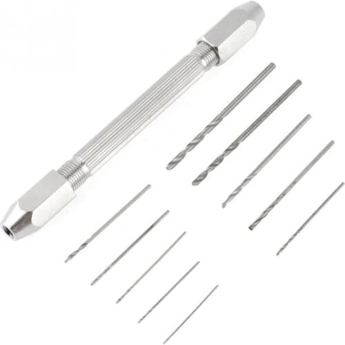 1 Set Double End Pin Vise Chuck With 10 pcs Micro Twist Drill Bit Set for Jewelry Watch Repair Tool HSS Twist Drill Bit