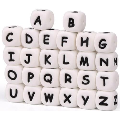 100pcs silicone Russian Letters Beads DIY Name alphabet Baby Teether Pacifier Clips Teething star heart-shape kids learning toys