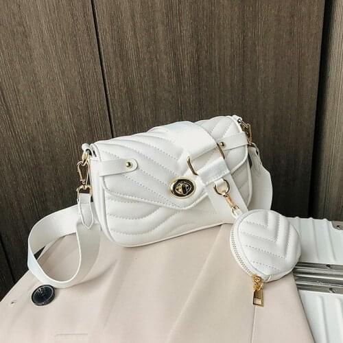 2 Pcs'/set Small PU Leather Crossbody Bag for Women 2021 Summer Luxury white Fashion Brand Chain Shoulder Handbags Female Travel