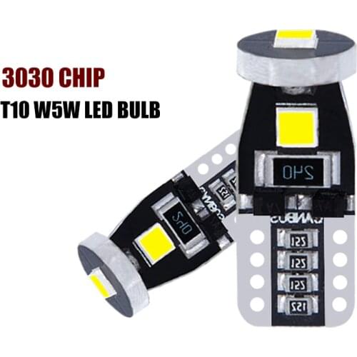 2Pces T10 Led Lamps W5W 3030 Chips 3SMD 12V Led Bulbs Dome Reading License Plate Light Signal Lamp Car Interior Lights Auto Lamp