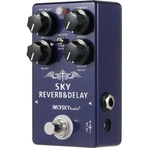MOSKYaudio 2-in-1 Digital Reverb & Delay Effects Pedal Guitar Effect Pedal with True Bypass Switch for Electric Guitar Bass