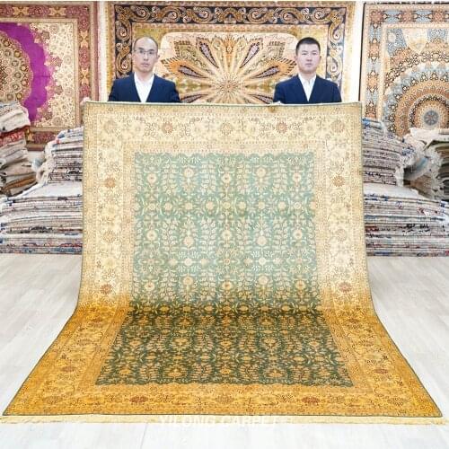 Yilong 6'x9' Antique blue handmade carpet vantage traditional hereke silk rugs for sale (YL0965A)