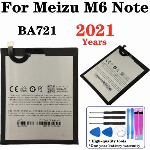 2021 Years BA721 Battery For Meizu M6 Note M721H M721L Phone Battery 4000mAh High Quality Replacement Batteries With Tools