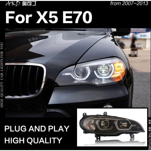 AKD Car Styling Head Lamp for X5 E70 Headlights 2007-2013 X6 E71 Angel Eye Headlight LED DRL Signal Lamp Hid Auto Accessories