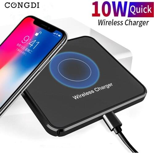10W Fast Qi Wireless Charger Pad for iPhone 12 11 X XS Samsung S20 S10 S9 Note 8 9 10 Wireless Charging Quick Charge Adapter