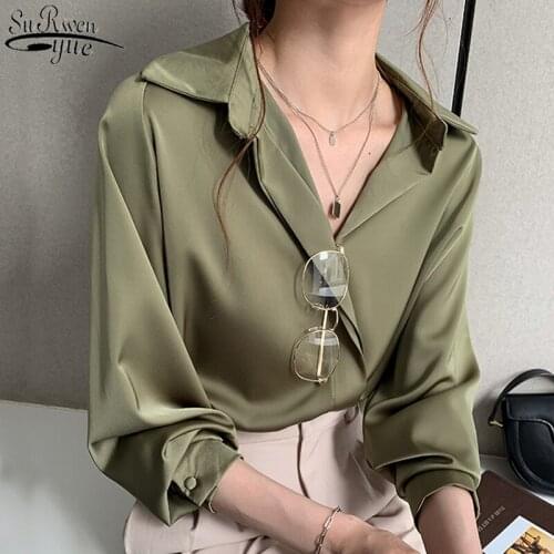 Solid Long Sleeve Korean Clothes 2021 Fashion Women Blouses Autumn Plus Size Loose Shirt Simple OL Women Blouse Feminine 11193