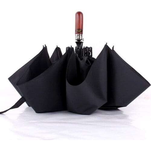 125 cm Big Business Umbrella Men Automatic Umbrella Rain Women Double Layer 8 Ribs Windproof Wooden Handle Large Golf Umbrellas