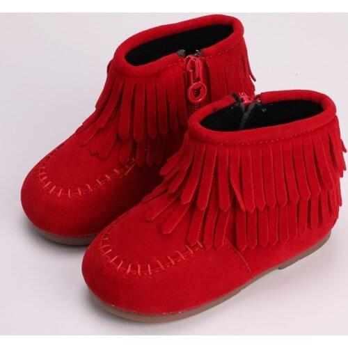 Girls' boots 2020 winter new comfortable and warm tassel childrens short boots baby cotton shoes snow boots Martin boots
