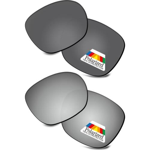 Bwake 2 Pairs Black & Silver Polarized Replacement Lenses for-Oakley Garage Rock OO9175 Sunglasses Frame
