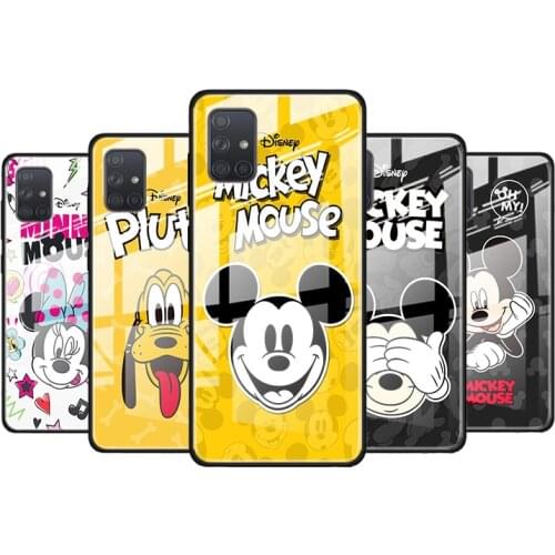 Lovely Disney Mickey for Samsung Galaxy S21 Ultra A71 A51 4G 5G A91 A81 A41 A31 A21 A11 A01 Tempered Glass Phone Case