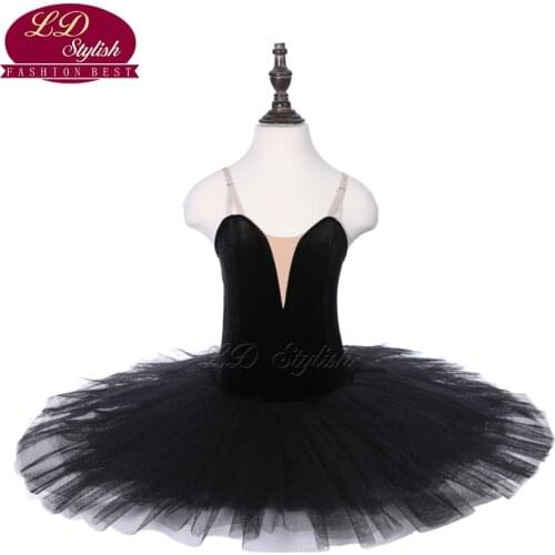 Girls Black Ballet Tutu Orange Stage Performance Dancewear Kids Ballet Dance Competition Costumes Adult Ballet Dresses