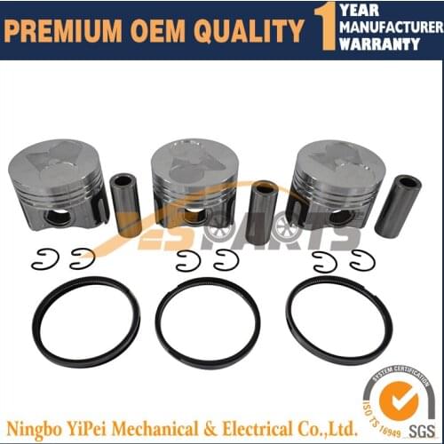 D782 Engine 3 set Piston + Rings Kit Set STD for Kubota