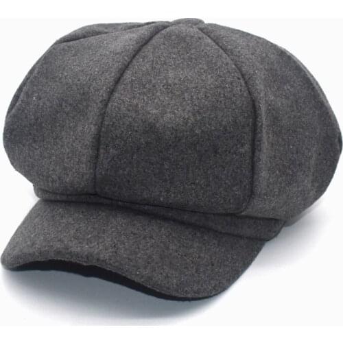 Ladies Retro Wool Hat No Brim Urinal Cap Female Octagonal Cap Casual Navy Spring New Korean Male Painter Beret C2