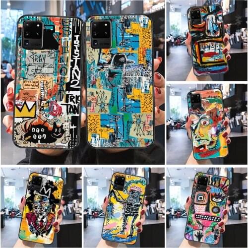 Jean Michel Basquiat Art Phone case For Samsung Galaxy Note 4 8 9 10 20 S8 S9 S10 S10E S20 Plus UITRA Ultra Frosted black pretty