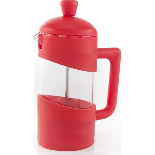Mini Red French Press Coffee Herbal Tea Maker for 350ml Borosilicate Glass Durable Stainless Steel Thickened Heat Resistant