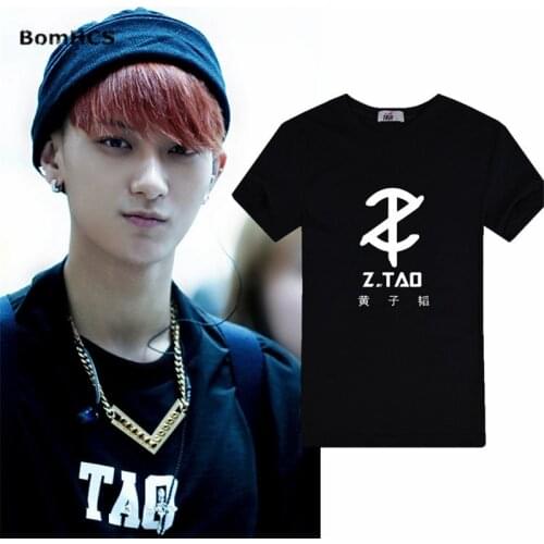BomHCS Kpop EXO Z.TAO t shirt Unisex Summer Cotton Short Sleeve Tee Shirt Tops Fans Support