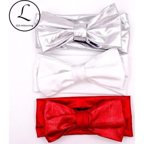 GZHilovingL Newborn Baby Boys Girls Big Bow knot headbands Cute Baby Girls Metallic Hair Bands Headwear Accessories Photography