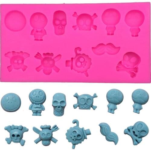 Halloween Skull Shape fondant cake silicone moulds chocolate jelly pastry candy Clay for decoration kitchen Baking tool FT-0185
