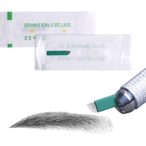 0.18mm Microblading needle green 16 pin permanent makeup tattoo blade tebori blade needle for manual pen 3D embroidery eyeliner