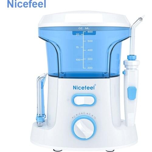 Nicefeel Water Flosser 600ml Oral Irrigator 7 Multifunctional Jet Tips Dental Water Flosser for Braces Care Teeth Cleaning