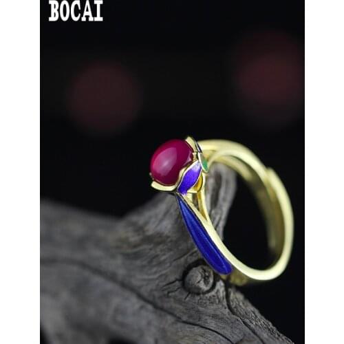 925 silver DIY Sukhothai silver jewelry handmade cloisonne enamel craft stone ring wholesale grape