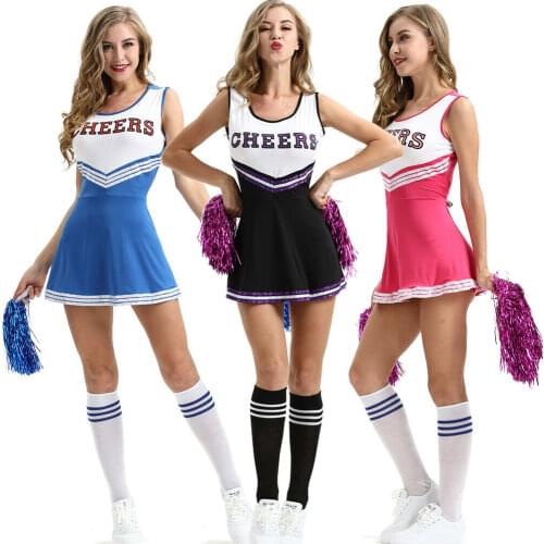 2020Sleeveless Cheerleader Mini Dresses For Women Slim High Waist Letter Printed Tutu Dress For Sports Dancing Uniform