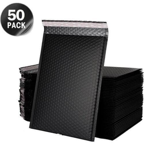 VIP 50Pcs Black 13*18cm Bubble Mailers Padded Envelopes for Gift Packaging Lined Mailer Self Seal Bag Bubble Mailers Padded
