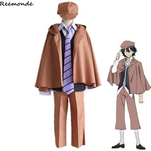 Anime Bungo Stray Dogs Cosplay Costumes Edogawa Ranpo Vest Pants Cloak Full Set Uniform Synthetic Wigs Hair For Men Boy Clothing