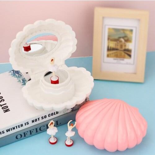 Creative Shell-shaped Clockwork Music Box Girl Dancing Ballet Music Box Christmas Birthday Jewelry Box Gift Home Decoration