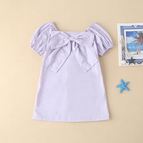 Girls summer dresses, childrens clothing, bow flying sleeve dresses, childrens summer sweet clothing