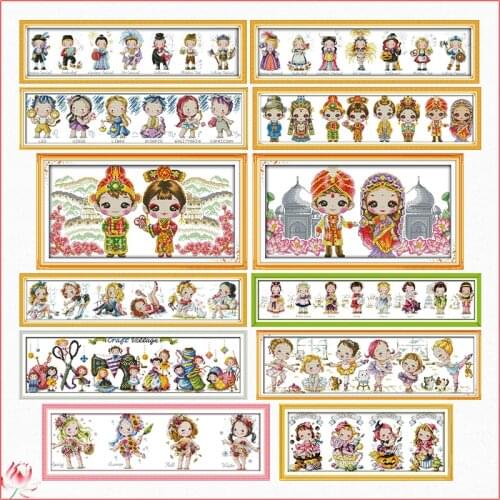 Cute Baby Embroidery Thread Needlework Cross Stitch Kit Stamped Patterns Counted 14CT 11CT Print Fabric DIY Handmade Home Deco