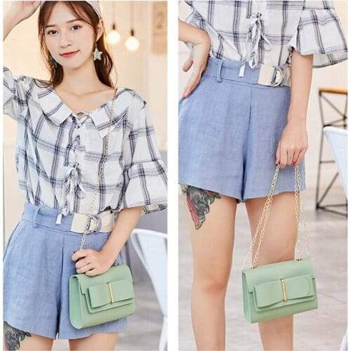 Cute Bow Korean Version Chains Flap Bags Women Messenger Crossbody Bags Womens Fashion Pu Leather Shoulder Bags For Ladies