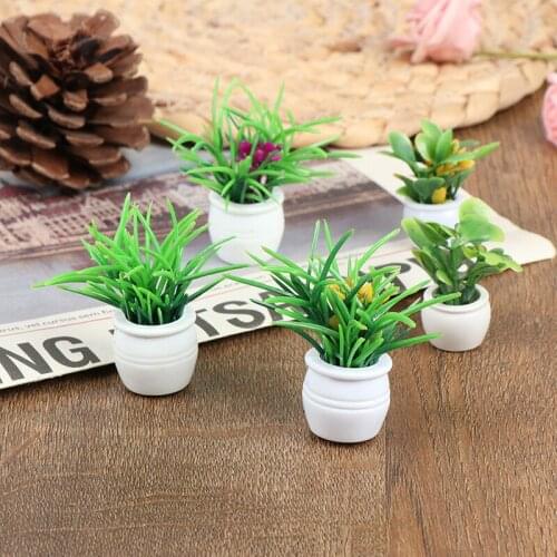5pcs 1:12 Dollhouse Miniature Green Plant Pot Furniture Home Decor Accessories