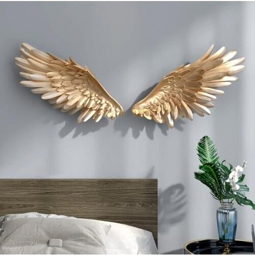 Nordic Resin Feather Wings Wall Stickers Store Hotel Lobby Wall Mural Decoration Home Livingroom Background Wall Hanging Crafts
