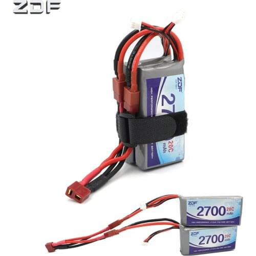 ZDF Power Upgrade to 7.4V 5400MAH (2pcs*2700mah 7.4V 20C) 40C 2S lipo battery T plug for Wltoys 12428 12423 RC Car Parts