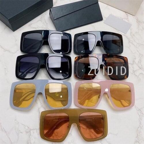 Oversize Square Frame Yellow Lens Sunglasses Flat Top Decorative Eyewear Unisex Unusual Steampunk Acetate Shapes Women Men 2021