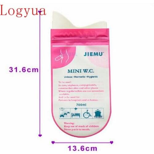 Pink 700CC Unisex Disposable Portable Urine Storage Bag Bags Outdoor Travel Emergency Mini Toilet 200pcs = 50 box