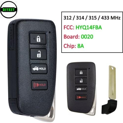 DIYKEY 0020 G Board Smart Key 4B 8A Chip for Lexus GS200t GS450H GS350 ES350 ES300h P/N: 89904-06170 281451-0020 FCCID: HYQ14FBA